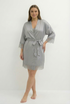 "LUX" šilkinio satino chalatas (sidabro spalvos)