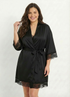 "LUX" šilkinio satino chalatas (juodas)